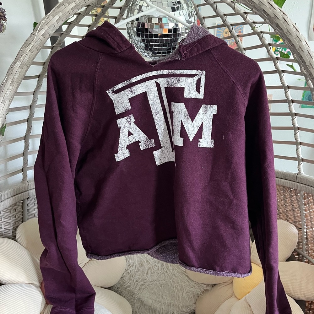 Texas Am  cropped maroon hoodie